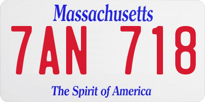 MA license plate 7AN718