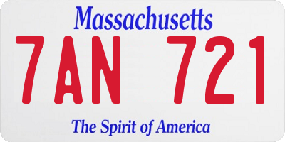 MA license plate 7AN721