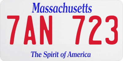 MA license plate 7AN723