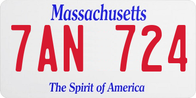 MA license plate 7AN724