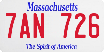 MA license plate 7AN726