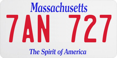 MA license plate 7AN727