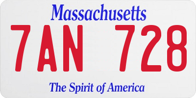 MA license plate 7AN728