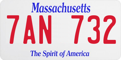 MA license plate 7AN732