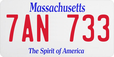 MA license plate 7AN733