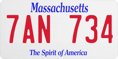 MA license plate 7AN734