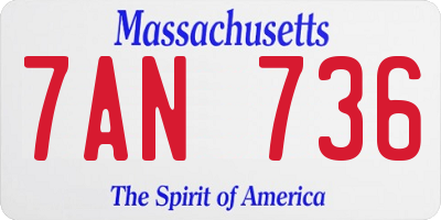 MA license plate 7AN736
