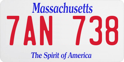 MA license plate 7AN738