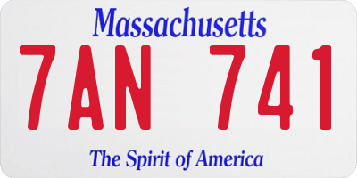 MA license plate 7AN741
