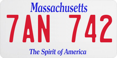 MA license plate 7AN742
