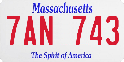 MA license plate 7AN743
