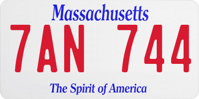 MA license plate 7AN744