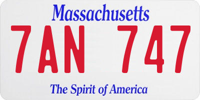 MA license plate 7AN747