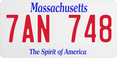 MA license plate 7AN748