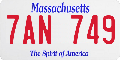 MA license plate 7AN749