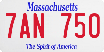 MA license plate 7AN750