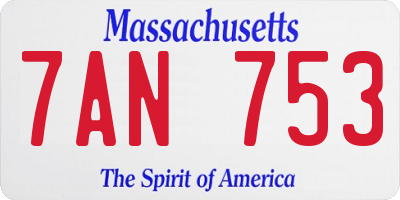 MA license plate 7AN753