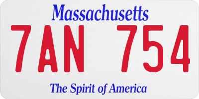 MA license plate 7AN754