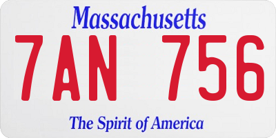 MA license plate 7AN756