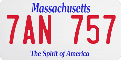 MA license plate 7AN757