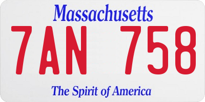 MA license plate 7AN758