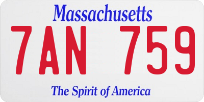 MA license plate 7AN759