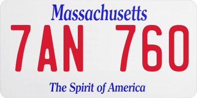 MA license plate 7AN760