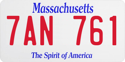 MA license plate 7AN761