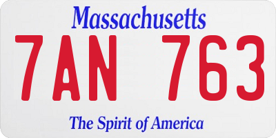 MA license plate 7AN763
