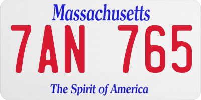 MA license plate 7AN765