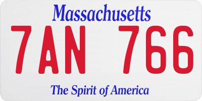 MA license plate 7AN766