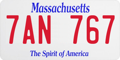 MA license plate 7AN767