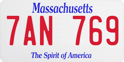 MA license plate 7AN769
