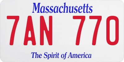 MA license plate 7AN770