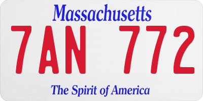 MA license plate 7AN772