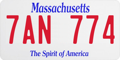 MA license plate 7AN774