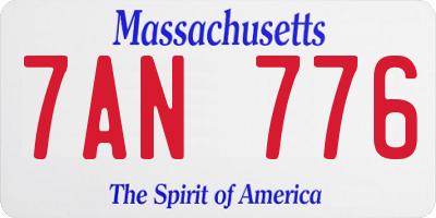 MA license plate 7AN776
