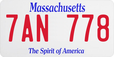 MA license plate 7AN778