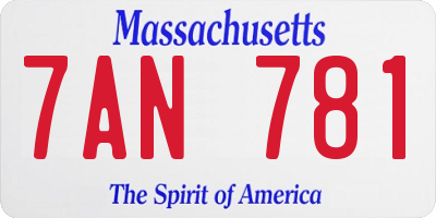 MA license plate 7AN781