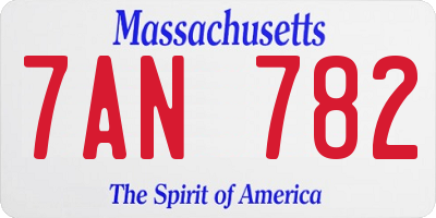 MA license plate 7AN782