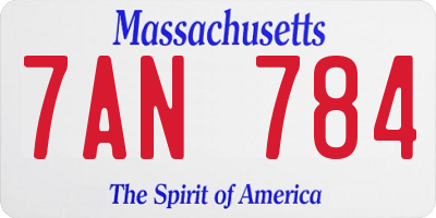 MA license plate 7AN784
