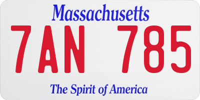 MA license plate 7AN785