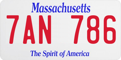 MA license plate 7AN786