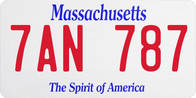 MA license plate 7AN787
