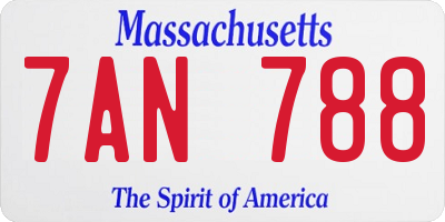 MA license plate 7AN788