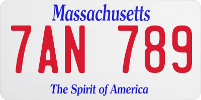 MA license plate 7AN789