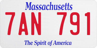 MA license plate 7AN791