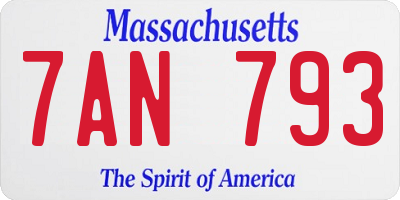 MA license plate 7AN793