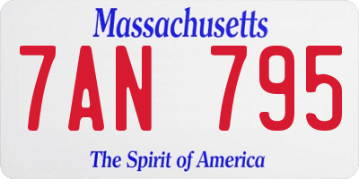MA license plate 7AN795