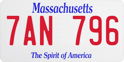 MA license plate 7AN796